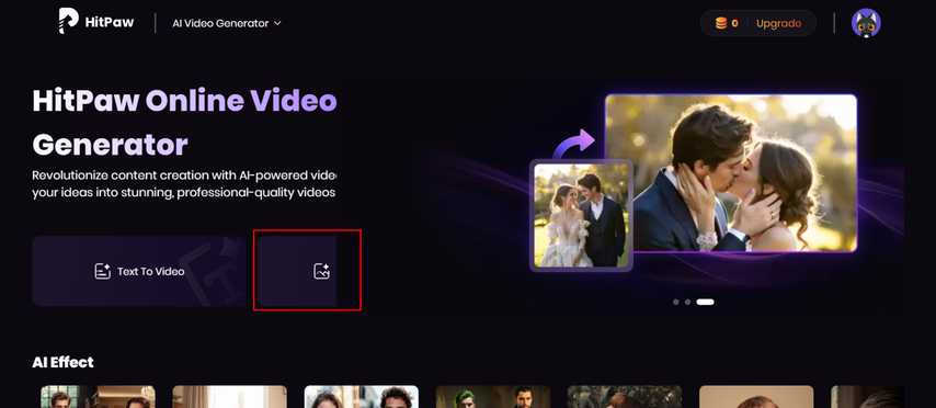 visit hitpaw and select image to video