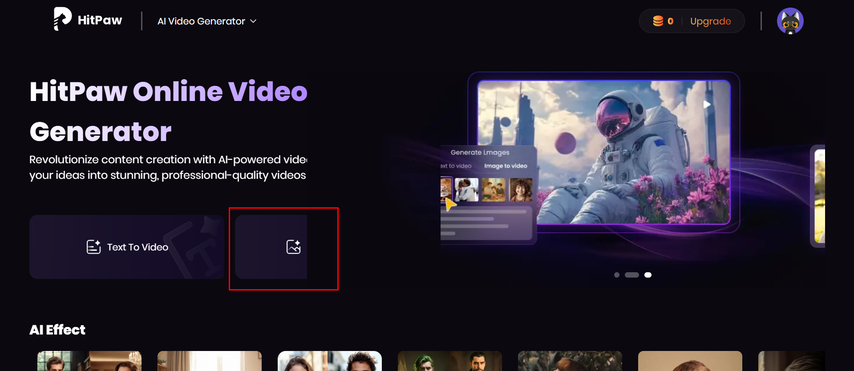 visit hitpaw and select text to video