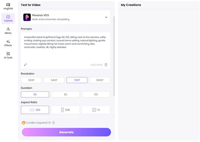 Convert Text to Girlfriend Video