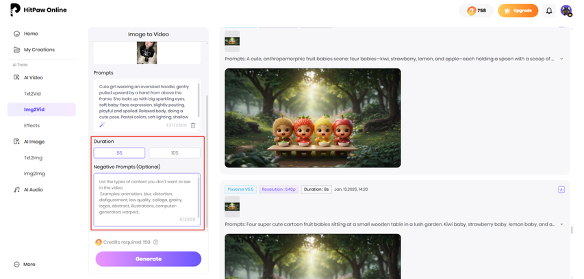 Set vertical ratio and short duration for TikTok video