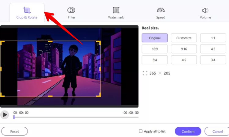 HitPaw Univd Crop & Rotate feature