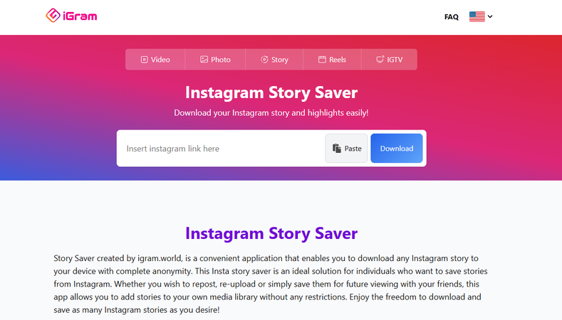 iGram best Instagram Story downloader