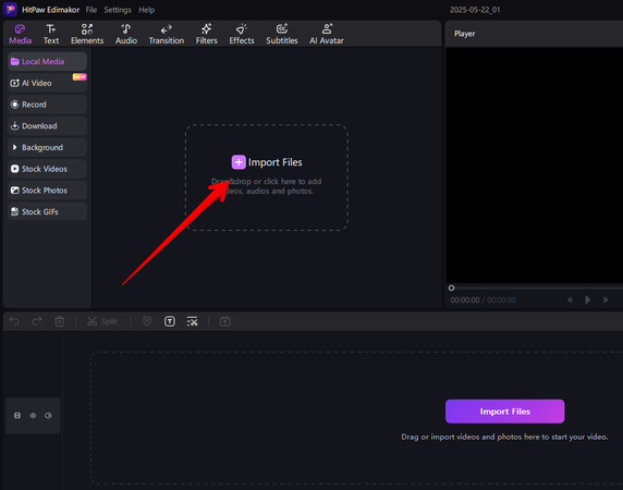Importing video to HitPaw Edimakor