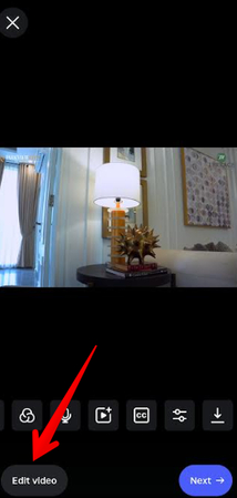 Instagram edit video option for Reels