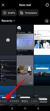 Instagram POST option