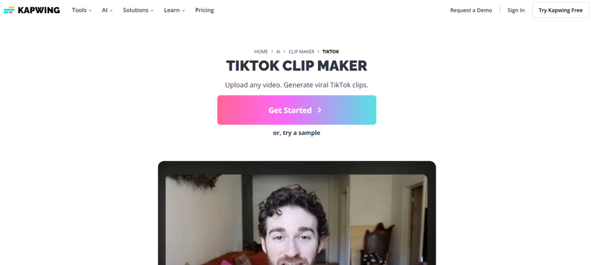 Kapwing TikTok clip maker