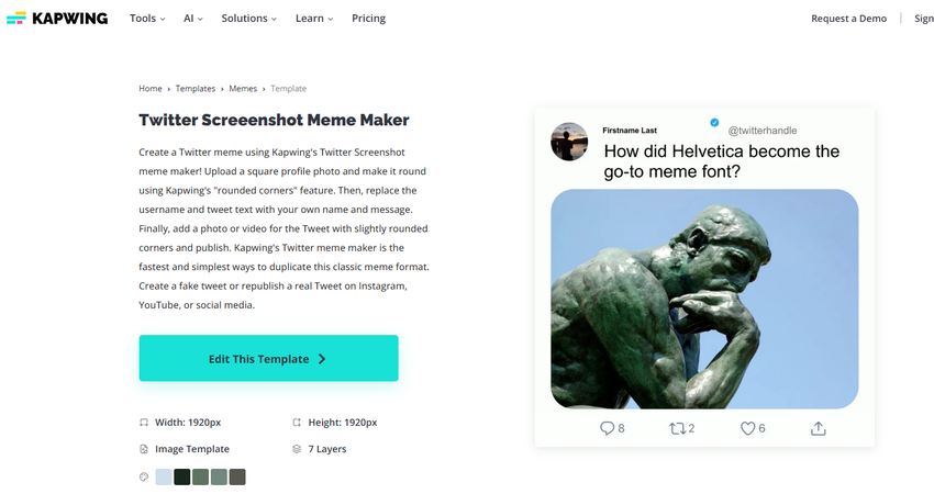 Kapwing Twitter meme maker