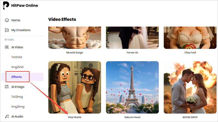 select pixel world video effect