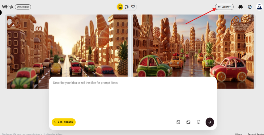 Library section in Whisk AI