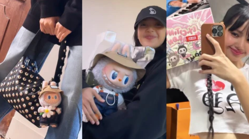 Lisa with Labubu keychains on her bag