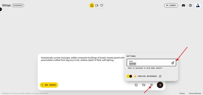 Locked Seed setting in Whisk AI