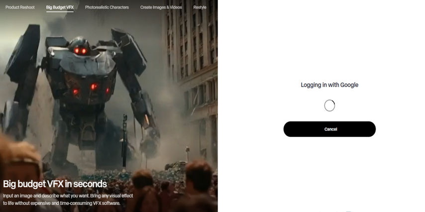 Logging into Runway AI Text to Video