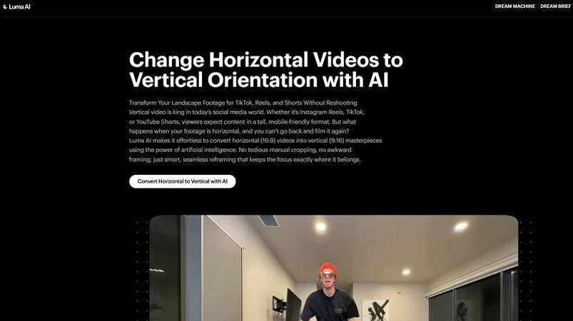 Luma AI Convert Video Horizontal to Vertical