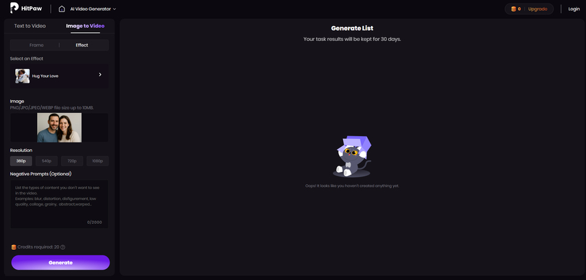 Selecting AI hug video resolution