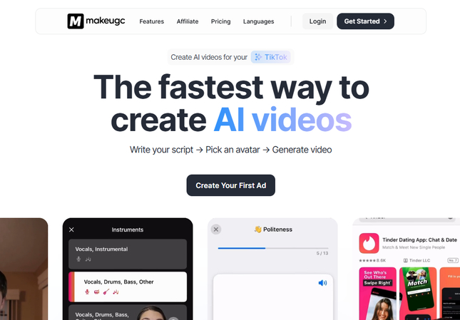 MakeUGC AI UGC video ads creator