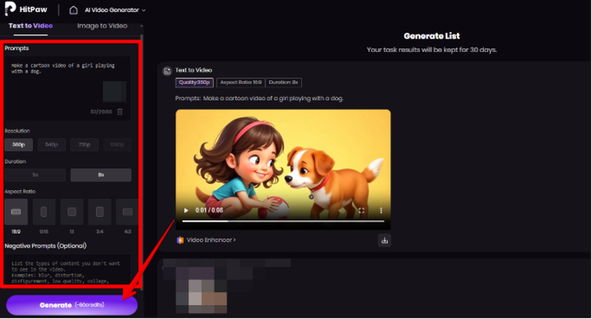 Making a cartoon video with text prompts