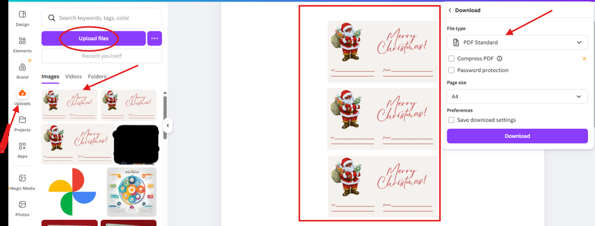Making a printable Christmas label using Canva