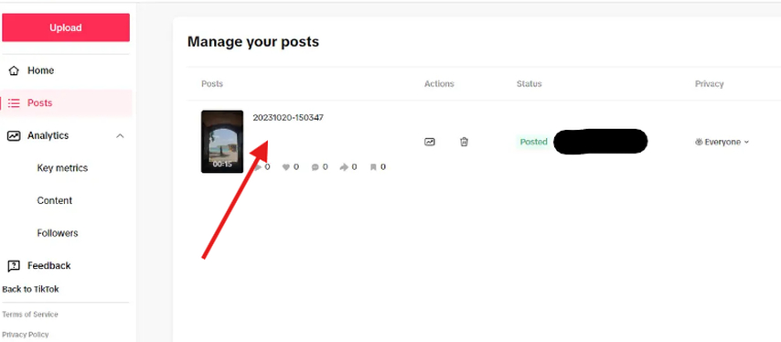 Managing TikTok post