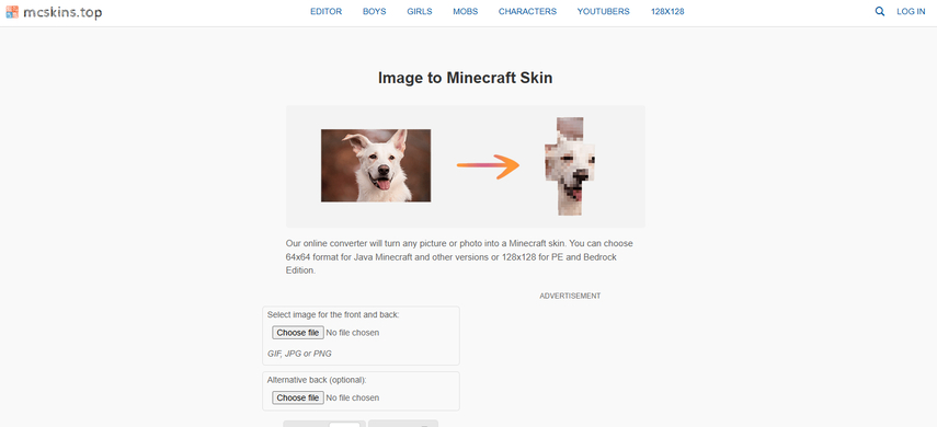 MCSkins AI Minecraft skin generator