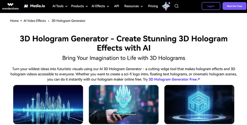 generate glowing hologram clips