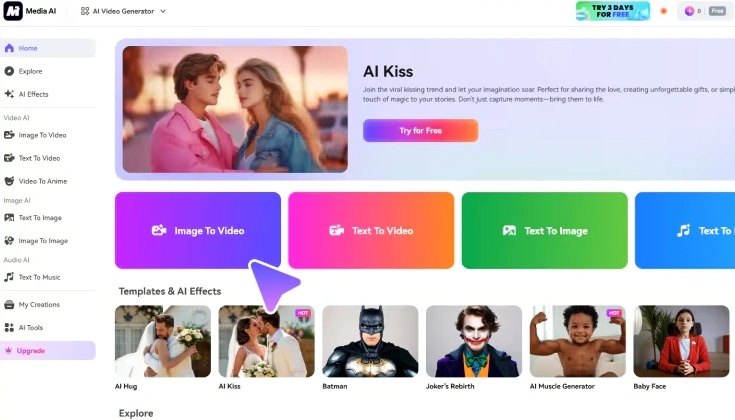 media.io subject 3 dance video ai