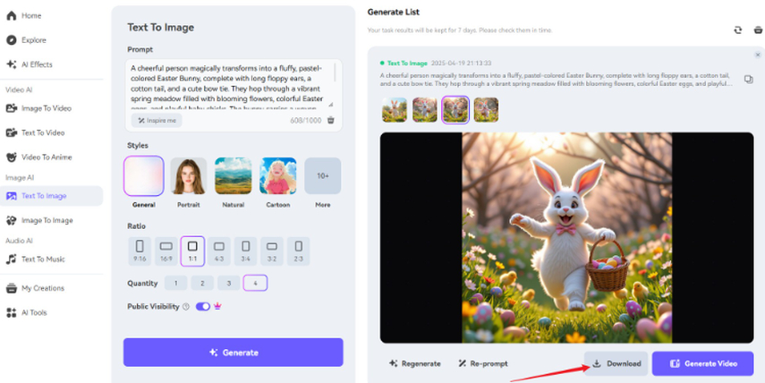 Media.io funny AI Easter meme AI Video Generator