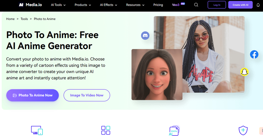 Medi.io photo to anime converter