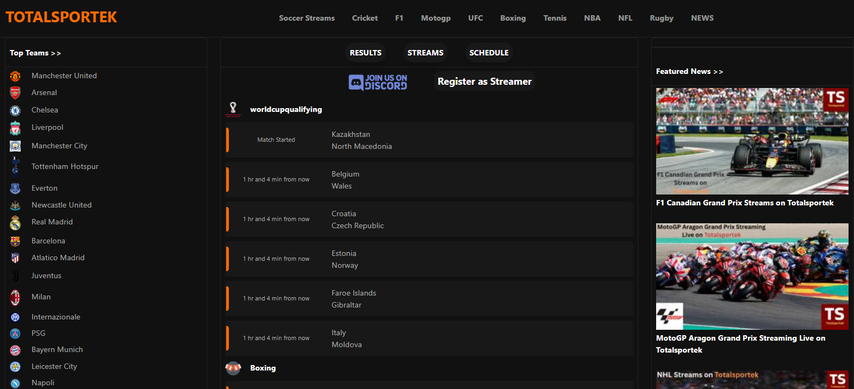 StreamEast alternative TotalSportek