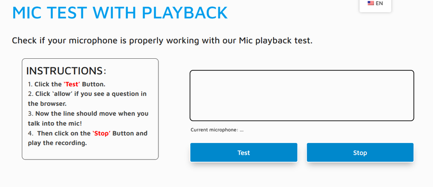 Mic Test with Playback tool to test microphone online