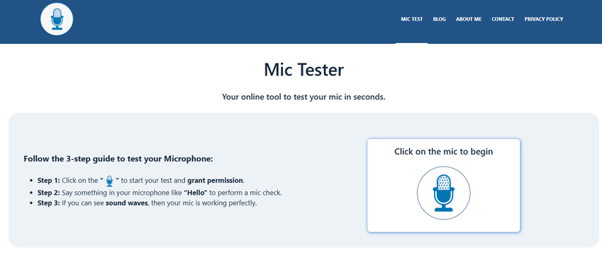 Mic Tester tool to test microphone online