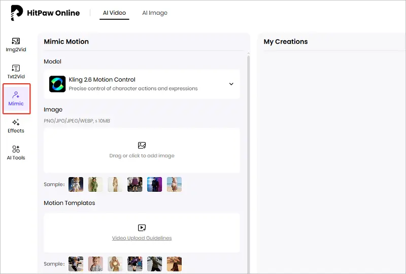 access to mimic motion feature