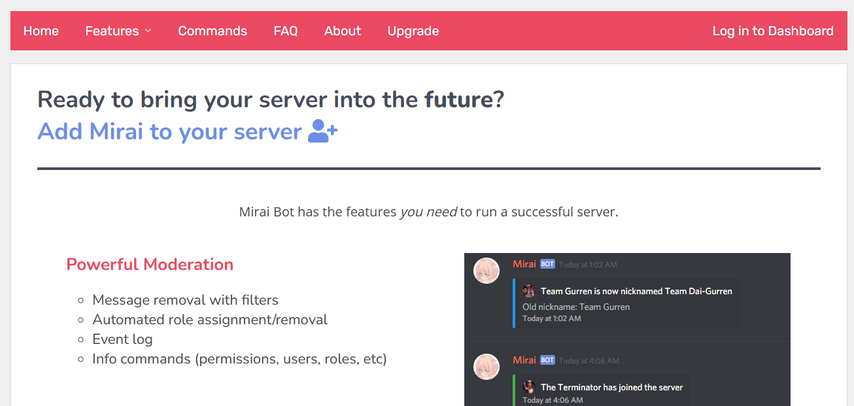 Mirai Bot Discord music bot