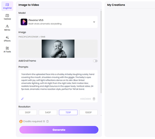 Generate Mog Baby Meme Video