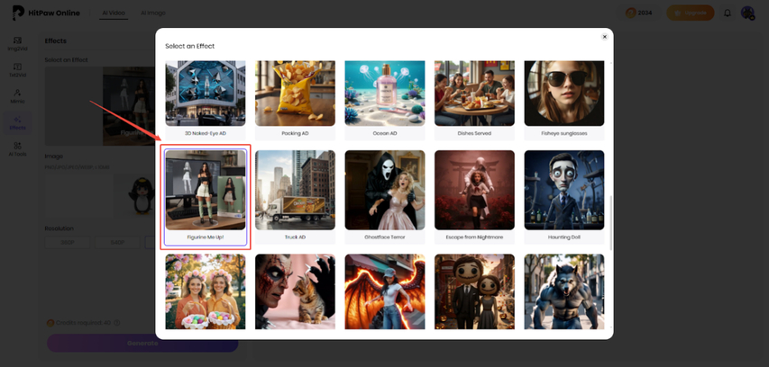 access effects section in hitpaw platform