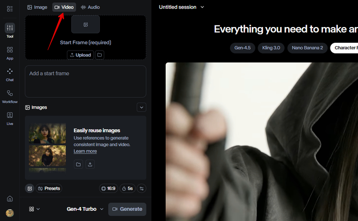 Open Runway AI image to video