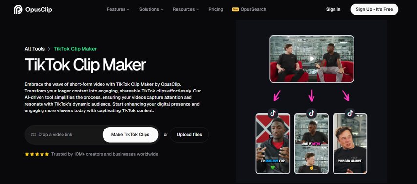 OpusClip TikTok clip maker
