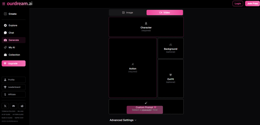 OurDream.ai uncensored AI video generator