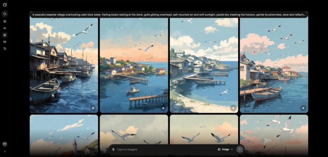 peaceful seaside village ghibli art