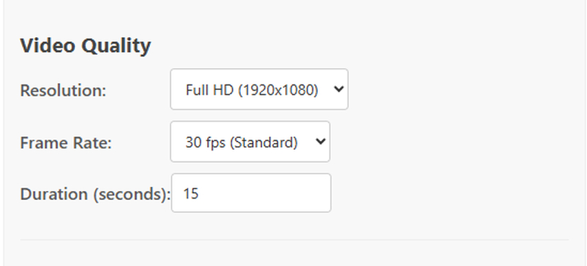 Perchance AI Video Generator video quality settings
