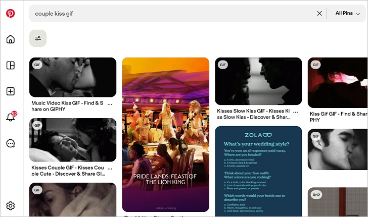 pinterest couple kissing gif