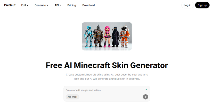 Pixelcut AI Minecraft skin generator