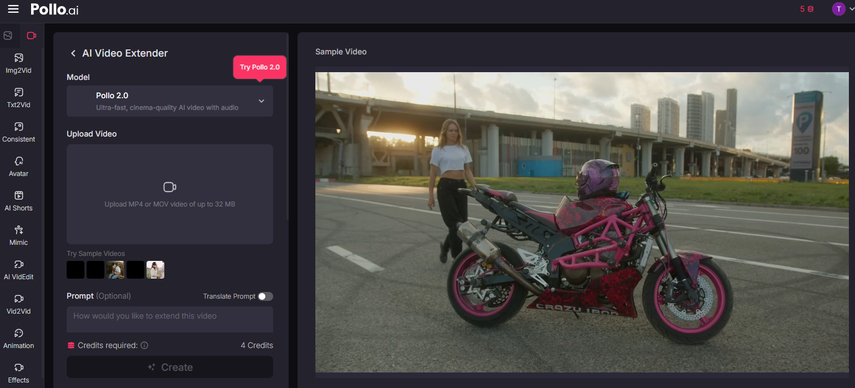 Pollo AI video extender