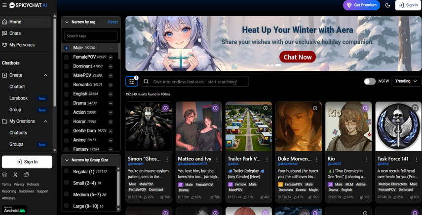 Pollybuzz AI alternative SpicyChat AI