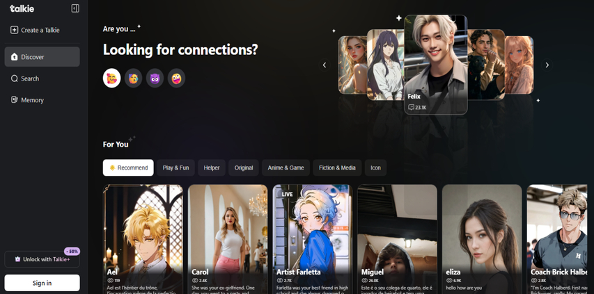 Pollybuzz AI alternative Talkie AI