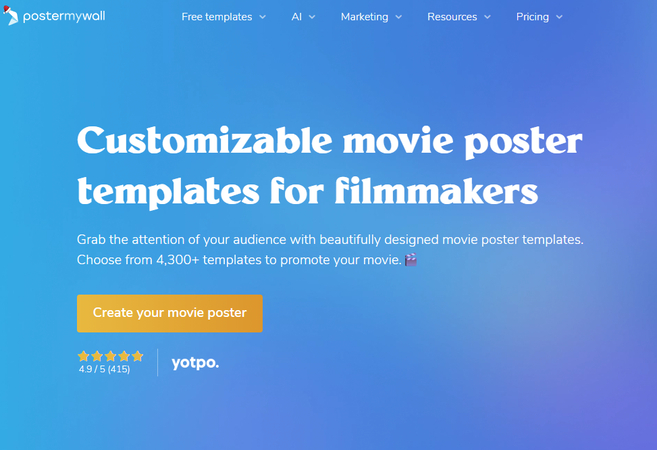 PosterMyWall AI movie poster generator