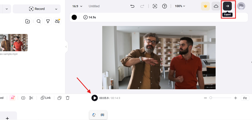 Previewing and saving the synced clip in FlexClip