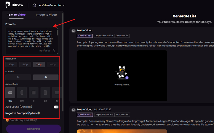 Prompting HitPaw to create a subgenre movie