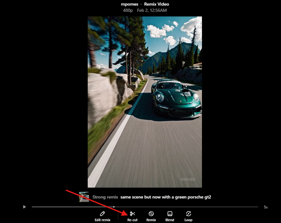 Re-cut feature in the Sora AI video generator