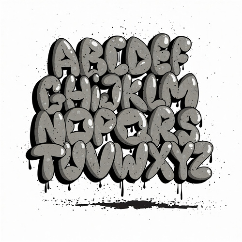 realistic spray paint bubble letters