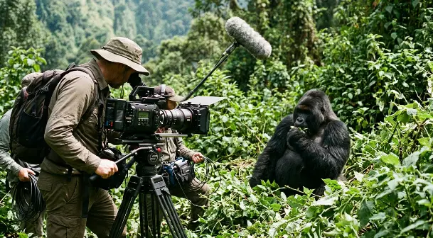 recording real footage of gorilla
